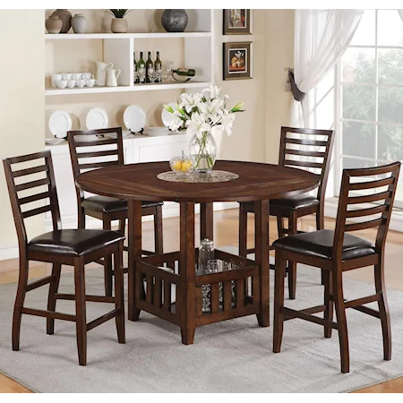 Mission Five Piece Pub Dining Set with Drop-Leaf Table